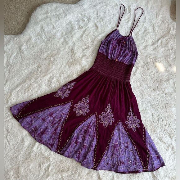Hippie purple made in india embroidered hippy midi dress - Picture 4 of 15